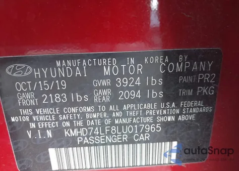 2020 Hyundai Elantra Se from USA, damaged, VIN KMHD74LF8LU017965